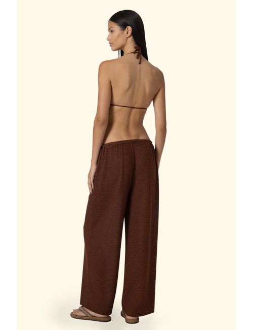 Effek - donna pantalone palazzo fk lurex marrone coulisse fk26-sw0757bn