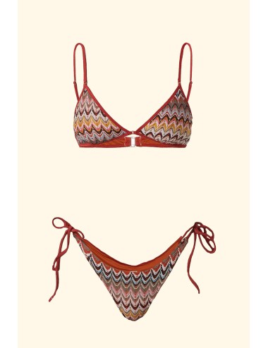 Effek - donna bikini fk lycra fantasia zig-zag rosso mattone fk26-sw0421ru