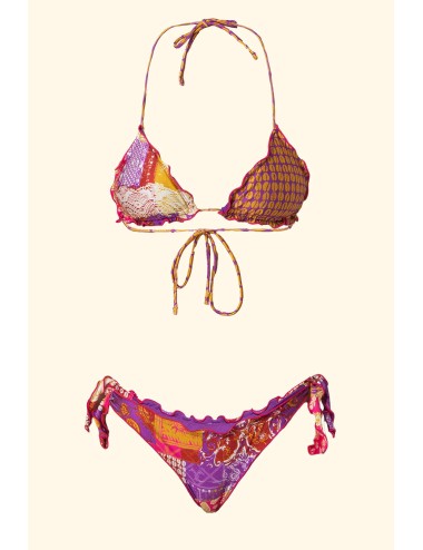 Effek - donna bikini fk lycra lucida fantasia patchwork fucsia fk26-sw2504x41