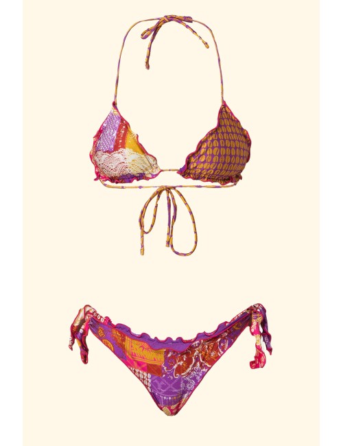 Effek - donna bikini fk lycra lucida fantasia patchwork fucsia fk26-sw2504x41