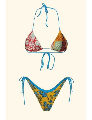 Effek - donna bikini fk lycra lucida fantasia patchwork giallo fk26-sw0431x38