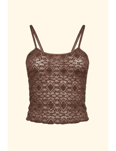 Effek - donna crop top fk pizzo elasticizzato marrone lavorato fk26-sw0207bn