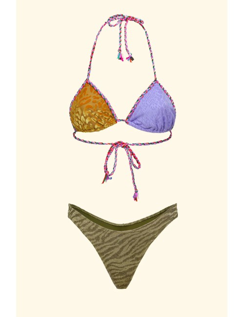 Donna bikini effek triangolo viscosa lurex multicolor slip americano fk26-sw0150mc
