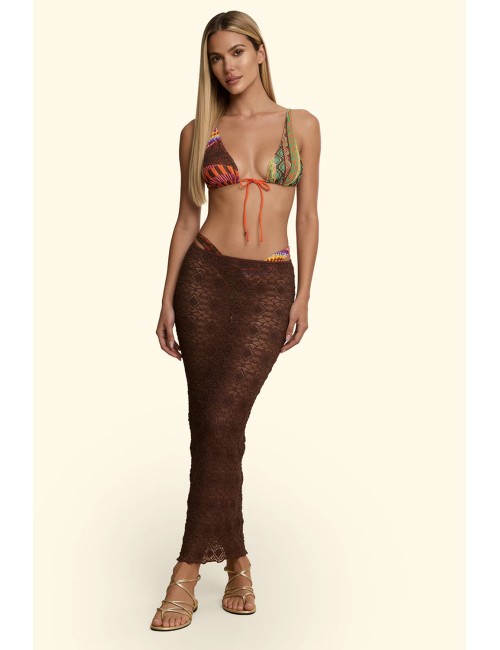 Effek - donna gonna lunga fk pizzo marrone fk26-sw0208bn