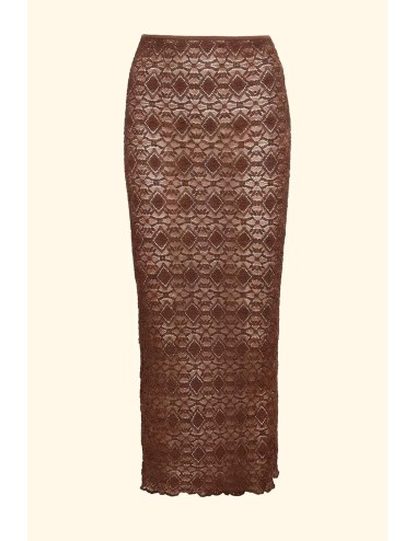 Effek - donna gonna lunga fk pizzo marrone fk26-sw0208bn