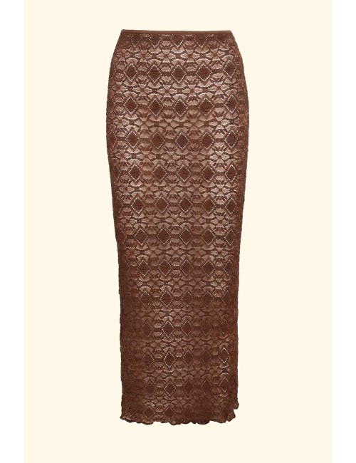 Effek - donna gonna lunga fk pizzo marrone fk26-sw0208bn