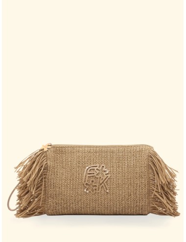 Effek - donna maxi pochette fk paglia frange laterali fk26-sw0050bg