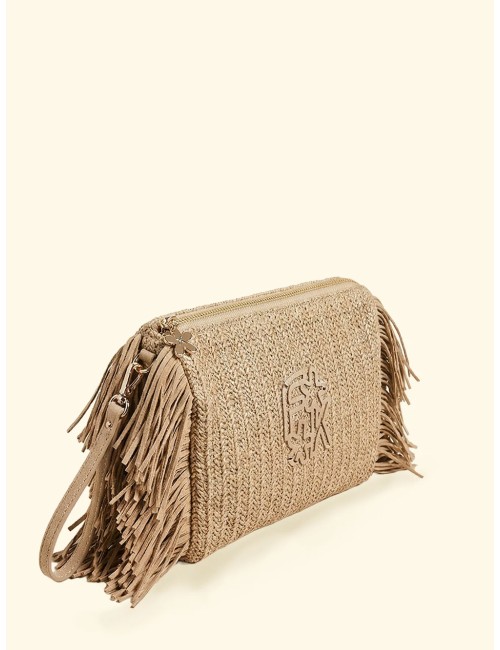 Effek - donna maxi pochette fk paglia frange laterali fk26-sw0050bg