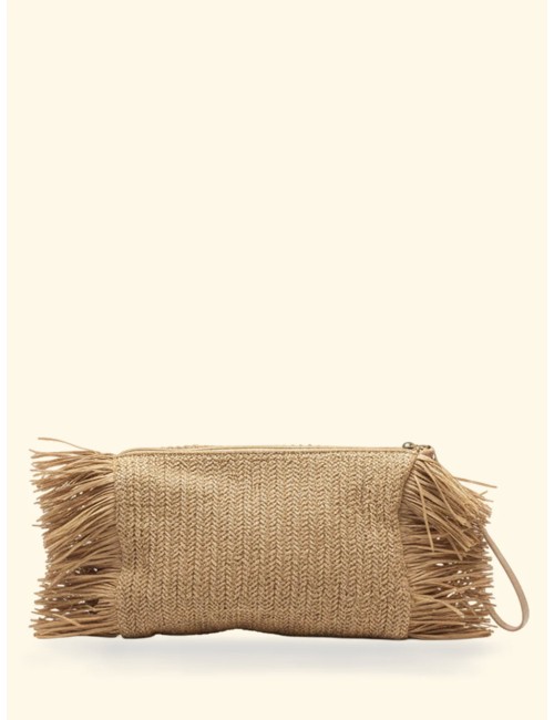 Effek - donna maxi pochette fk paglia frange laterali fk26-sw0050bg