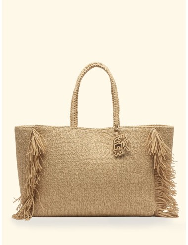 Effek - donna maxi bag fk paglia manici rigidi frange laterali fk26-sw0040bg