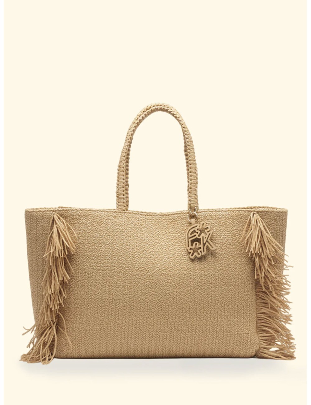 Effek - donna maxi bag fk paglia manici rigidi frange laterali fk26-sw0040bg