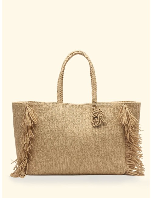 Effek - donna maxi bag fk paglia manici rigidi frange laterali fk26-sw0040bg