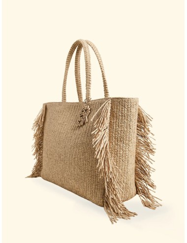 Effek - donna maxi bag fk paglia manici rigidi frange laterali fk26-sw0040bg