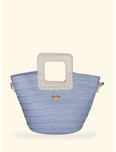 Effek - donna mini bag fk paglia sky blu manico rigido tracolla fk26-sw0025sb