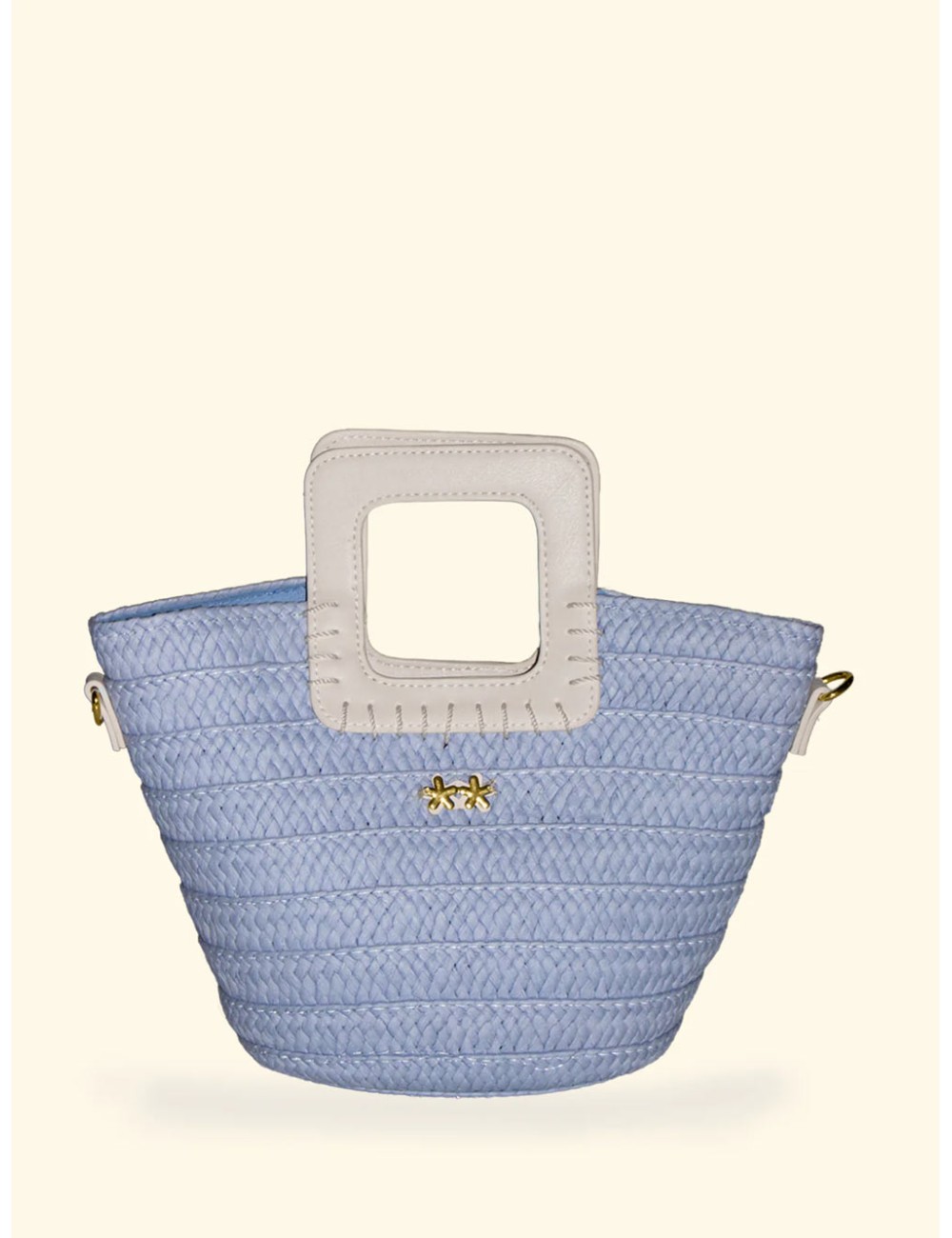 Effek - donna mini bag fk paglia sky blu manico rigido tracolla fk26-sw0025sb