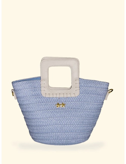 Effek - donna mini bag fk paglia sky blu manico rigido tracolla fk26-sw0025sb