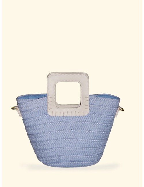 Effek - donna mini bag fk paglia sky blu manico rigido tracolla fk26-sw0025sb