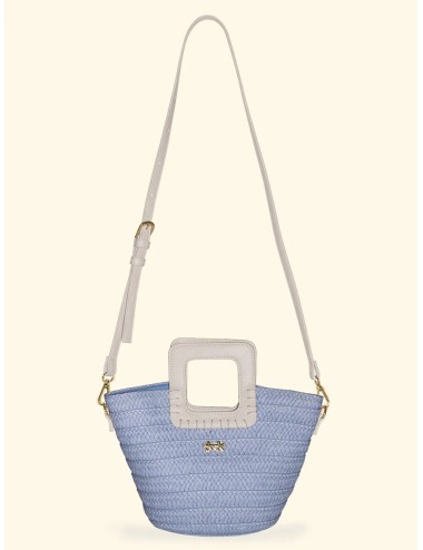 Effek - donna mini bag fk paglia sky blu manico rigido tracolla fk26-sw0025sb