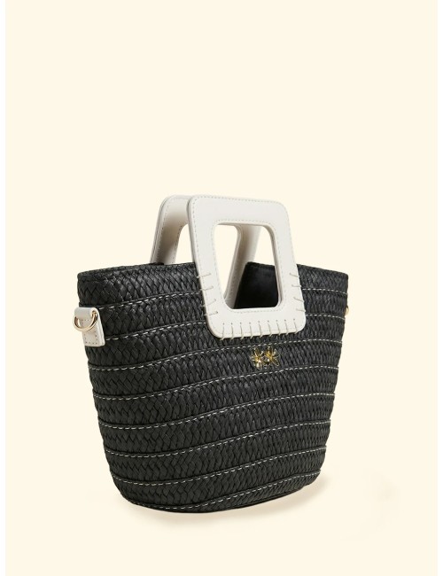 Effek - donna mini bag fk paglia black manico rigido tracolla fk26-sw0025bk