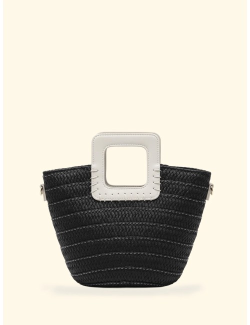 Effek - donna mini bag fk paglia black manico rigido tracolla fk26-sw0025bk