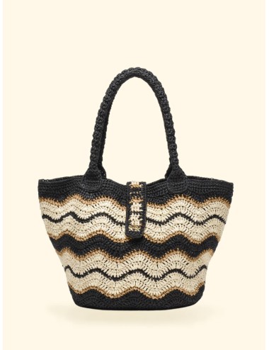 Effek - maxi bag donna paglia uncinetto fk bottone frontale fk26-sw0061bk