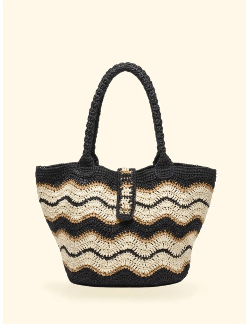 Effek - maxi bag donna paglia uncinetto fk bottone frontale fk26-sw0061bk