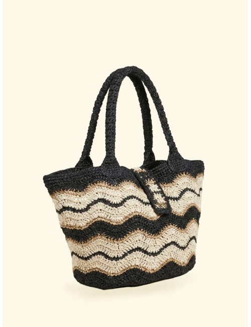 Effek - maxi bag donna paglia uncinetto fk bottone frontale fk26-sw0061bk