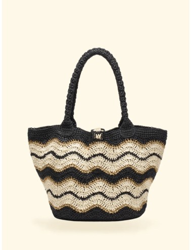 Effek - maxi bag donna paglia uncinetto fk bottone frontale fk26-sw0061bk