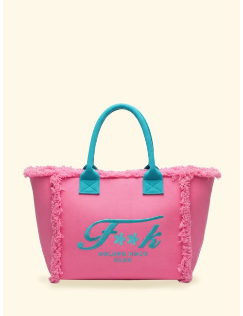 Effek - donna maxi box fk cotone pink logo contrasto manici imbottiti fk26-sw0101bk