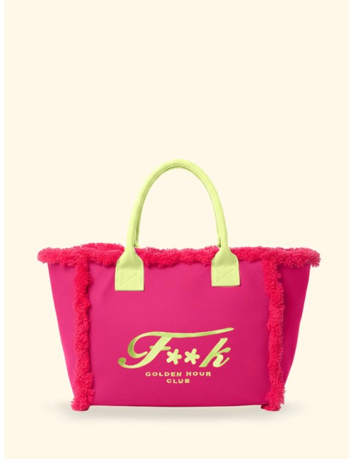 Effek - donna maxi box fk cotone fuxia logo contrasto manici imbottiti fk26-sw0101fx