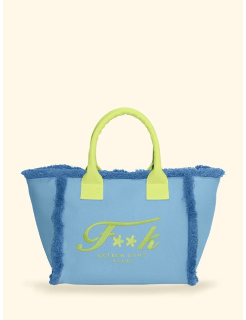 Effek - donna maxi box fk cotone light blue logo contrasto manici imbottiti fk26-sw0101lg