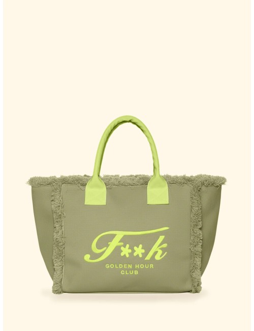 Effek - donna maxi box fk cotone military green logo contrasto manici imbottiti fk26-sw0101mg