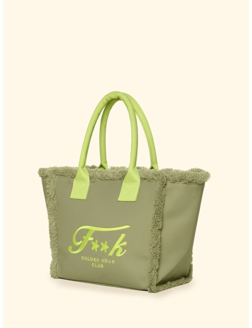 Effek - donna maxi box fk cotone military green logo contrasto manici imbottiti fk26-sw0101mg