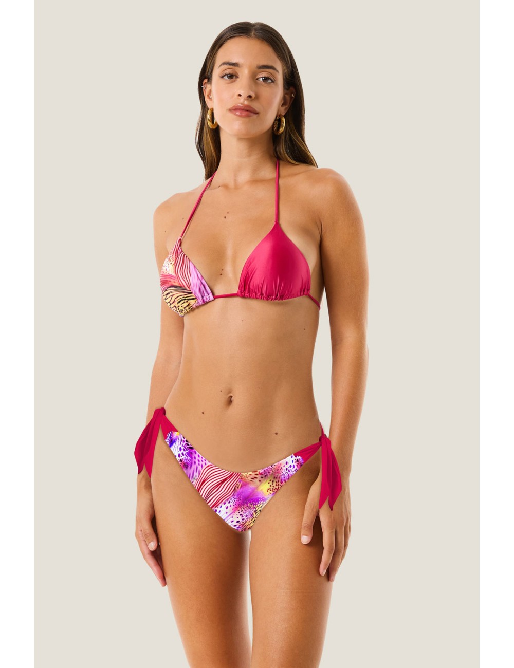 Donna bikini 4giveness lycra animalier fucsia mix triangolo 126wbwbk6244 200