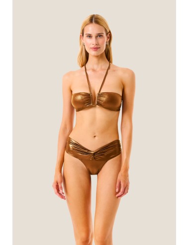 Donna bikini 4giveness lycra laminata bronzo fascia v slip alto