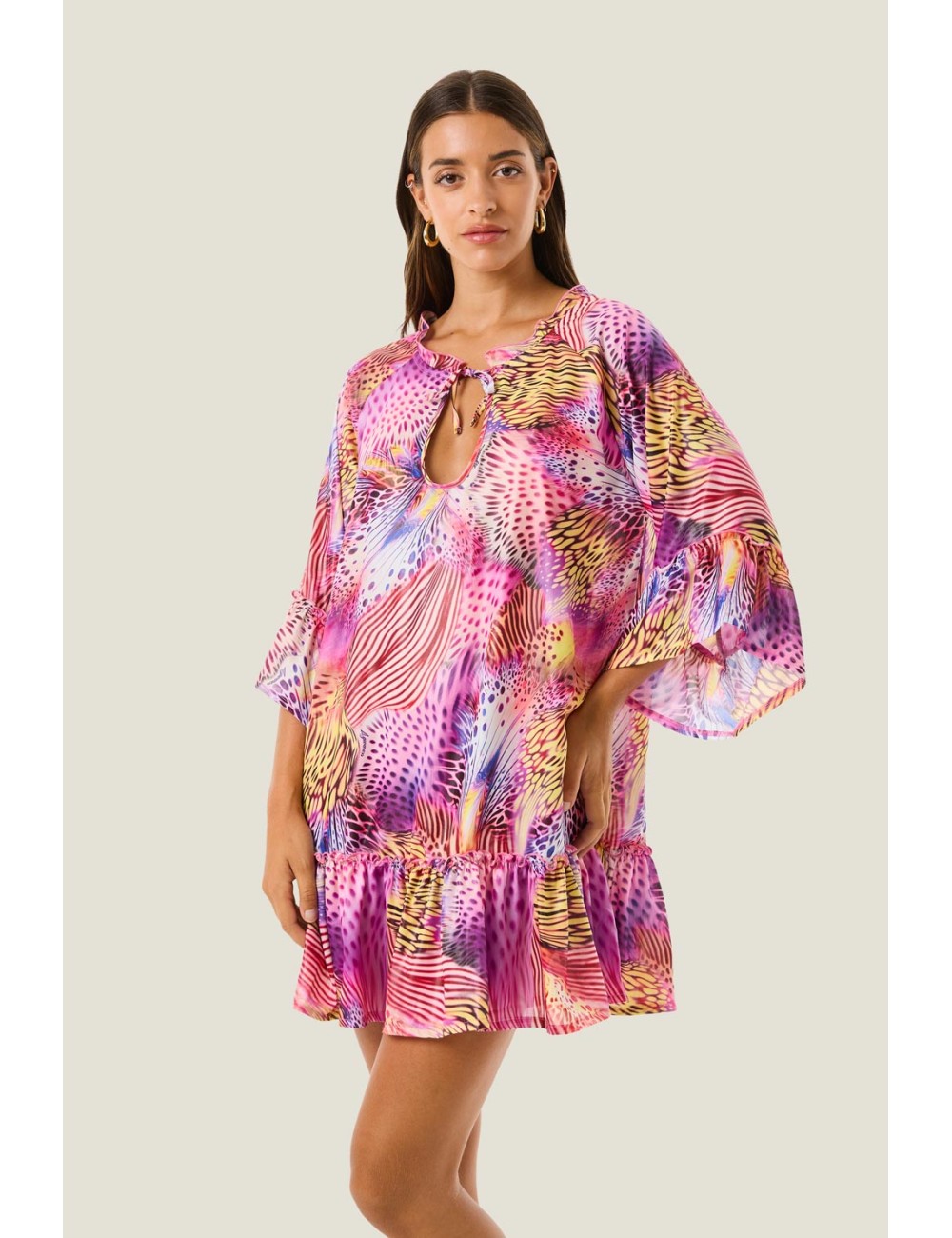 Donna abito corto 4giveness viscosa pink butterfly 126wcuac5860 200