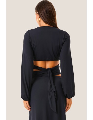 Donna top fk soft touch nero manica lunga dettaglio anello 126wrwtp5640 nero