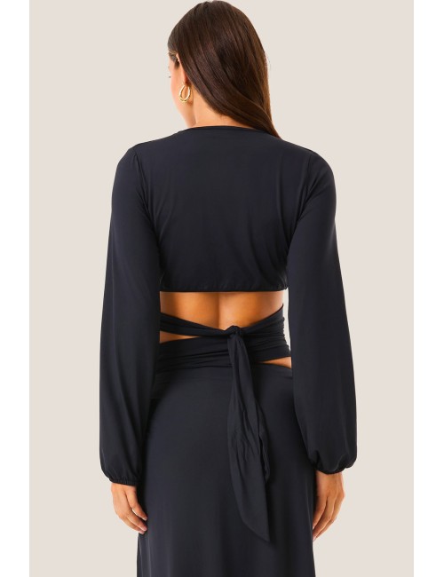 Donna top fk soft touch nero manica lunga dettaglio anello 126wrwtp5640 nero