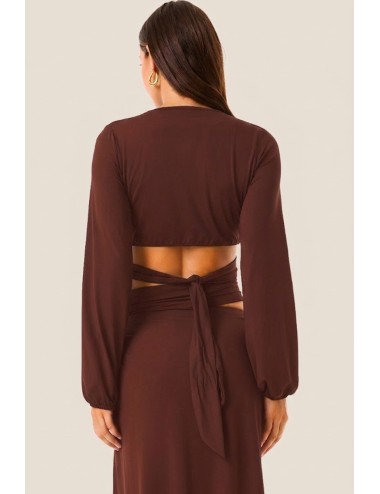 Donna top fk soft touch marrone manica lunga dettaglio anello 126wrwtp5640 marrone
