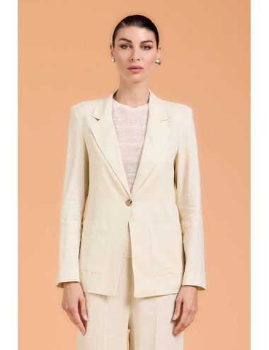 Take two - giacca sartoriale in lino dk03019 beige