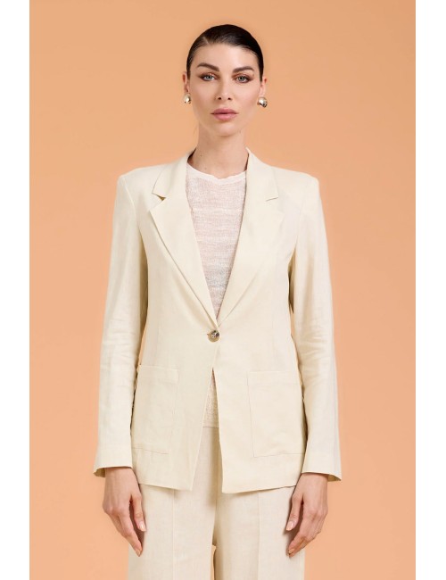 Take two - giacca sartoriale in lino dk03019 beige