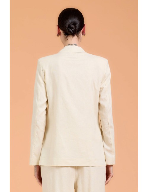 Take two - giacca sartoriale in lino dk03019 beige