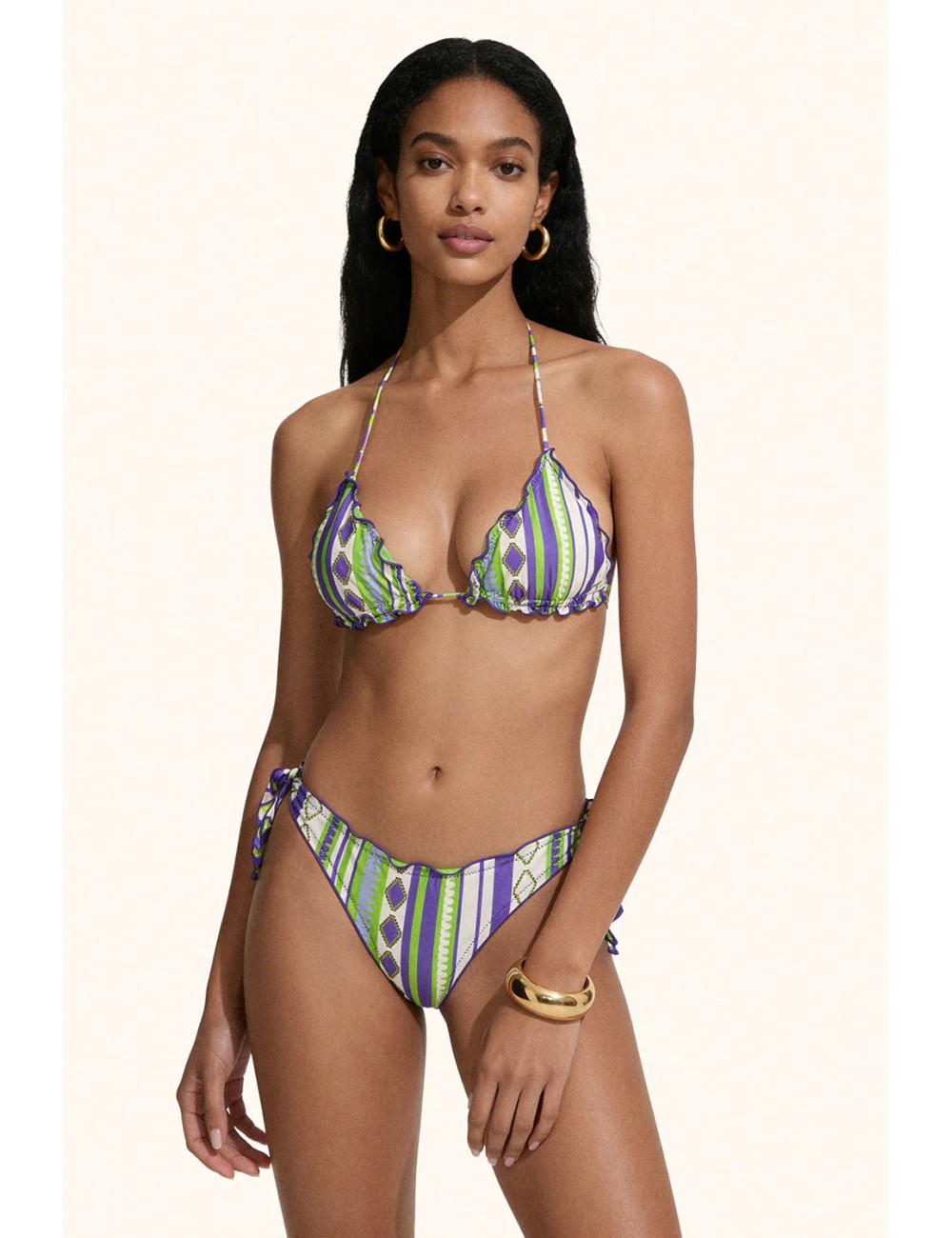 Mefui -donna bikini me fui triangolo lycra lucida slip nodi fantasy mf26-sw1500x34