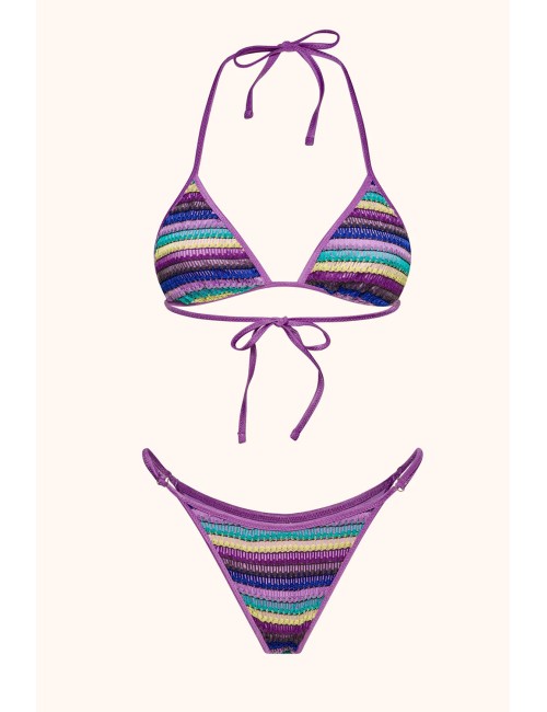 Mefui - donna bikini me fui triangolo uncinetto slip regolabile purple mf26-sw0810mc
