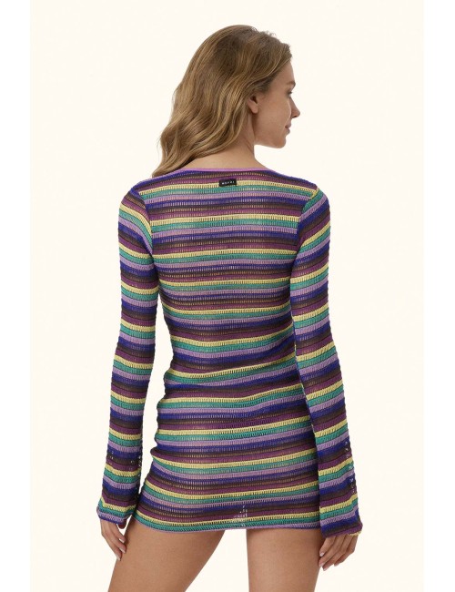 Mefui - donna abito corto me fui uncinetto multicolore purple mf26-sw0816mc