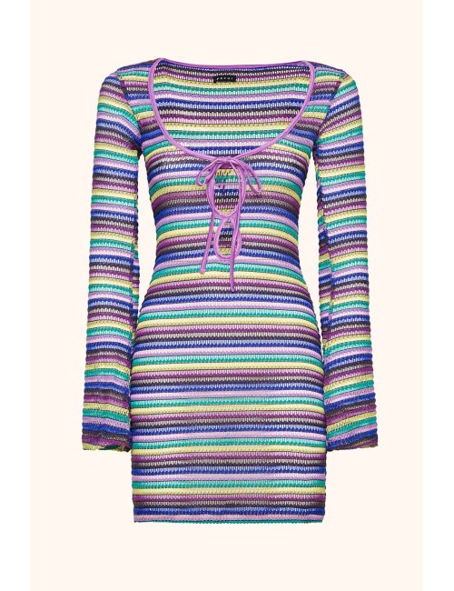 Mefui - donna abito corto me fui uncinetto multicolore purple mf26-sw0816mc