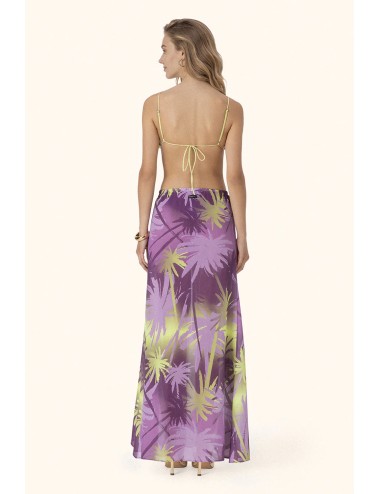 Mefui - donna gonna lunga me fui georgette fantasy tropicale purple mf26-sw0818x43