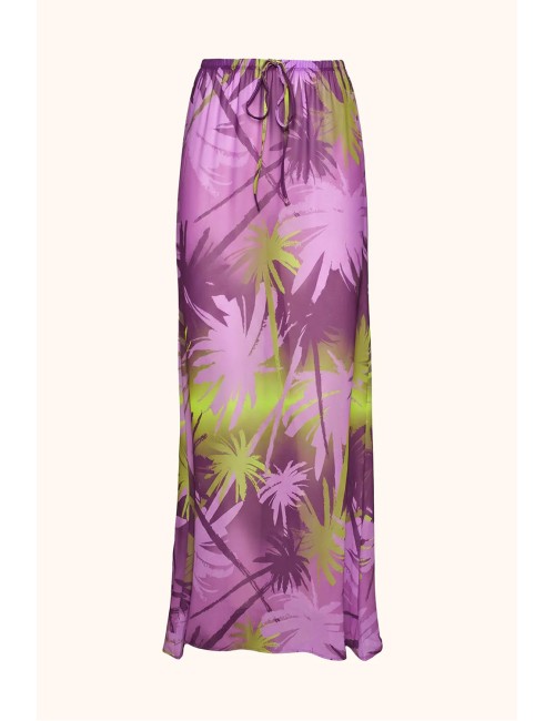 Mefui - donna gonna lunga me fui georgette fantasy tropicale purple mf26-sw0818x43