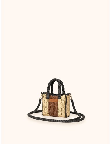 Mefui - donna borsa mini me fui rafia beige marrone magnete ma26-sw0080bg