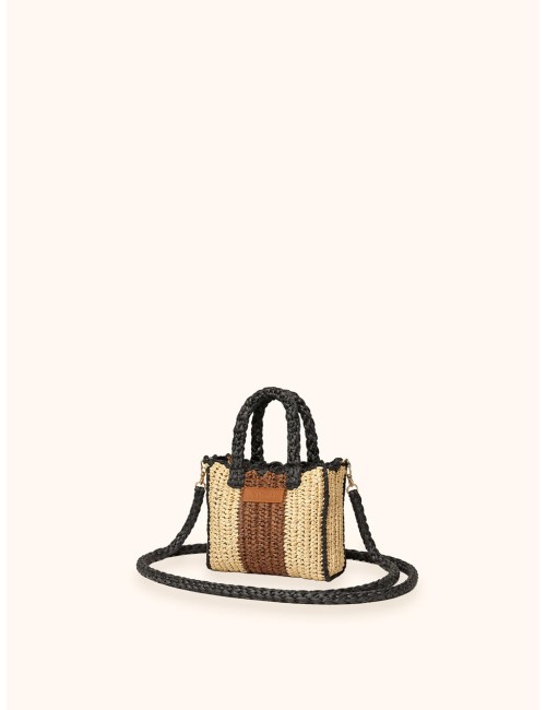 Mefui - donna borsa mini me fui rafia beige marrone magnete ma26-sw0080bg